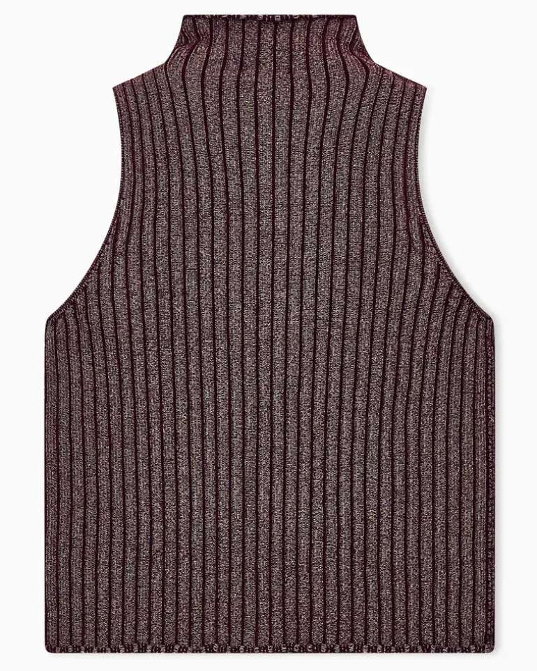 Stricktop Rollkragentop aus gerippter Viskose mit Lurex