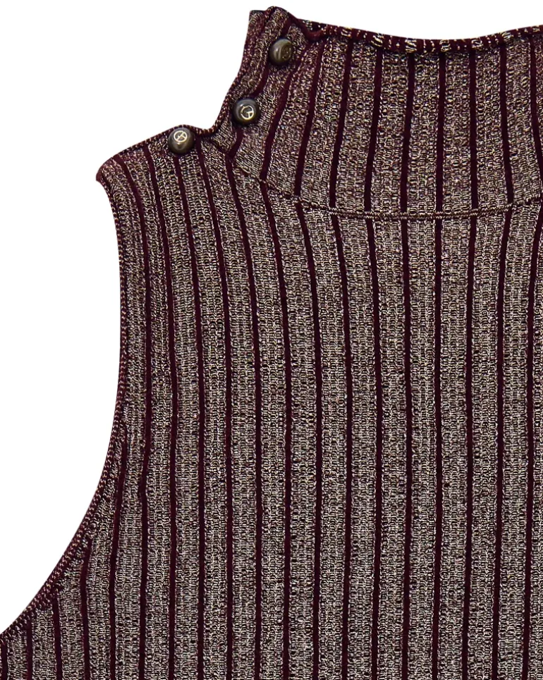 Stricktop Rollkragentop aus gerippter Viskose mit Lurex