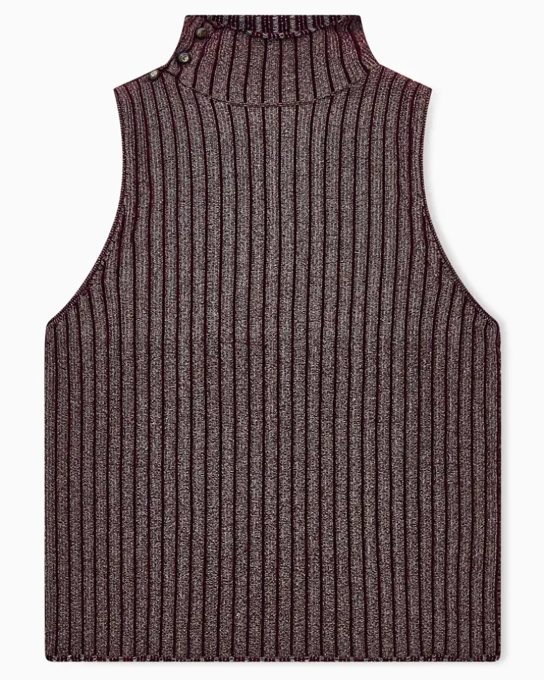 Stricktop Rollkragentop aus gerippter Viskose mit Lurex