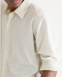 Striped Wool-Poplin Shirt Neutrals