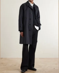 Structured Cotton-Blend Coat Black