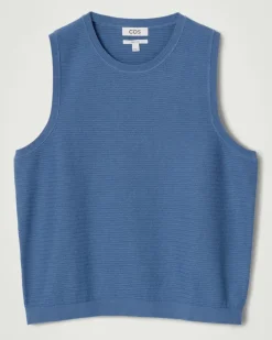 Strukturiertes Tanktop Aus Baumwolle Blau