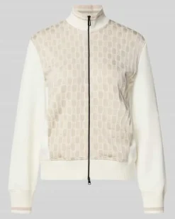 Sweatjacke aus Viskose-Mix mit Zweiwege-Reißverschluss Offwhite