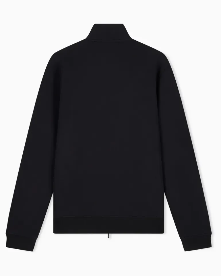 Sweatjacke im Regular Fit aus Modal-Fleece mit Stehkragen Schwarz