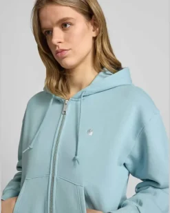 Sweatjacke mit Logo-Stitching Modell 'Casey Hellblau