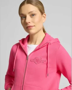 Sweatjacke mit Zweiwege-Reißverschluss und Label-Patch Pink