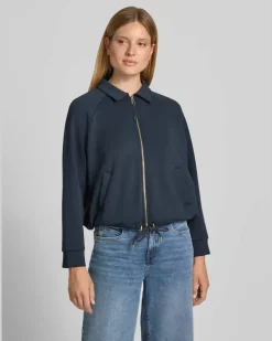 Sweatjacke mit Zweiwege-Reißverschluss Modell 'Taimi Dunkelblau