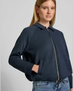 Sweatjacke mit Zweiwege-Reißverschluss Modell 'Taimi Dunkelblau