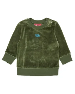 Sweatshirt aus Samt mit Oval D Stickerei - Sweatshirts - Herren - Grün