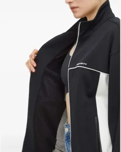 Sweatshirtjacke in Colour-Block-Optik - Schwarz