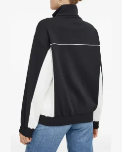 Sweatshirtjacke in Colour-Block-Optik - Schwarz