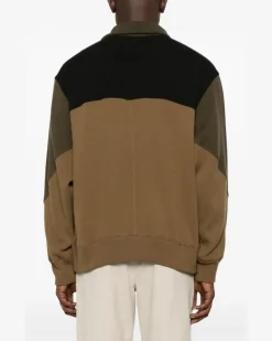 Sweatshirtjacke in Colour-Block-Optik - Braun