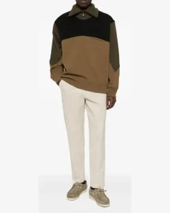 Sweatshirtjacke in Colour-Block-Optik - Braun