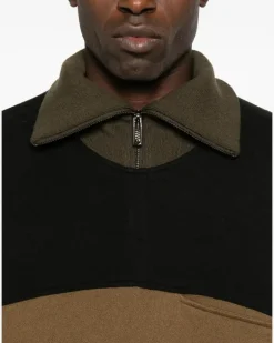 Sweatshirtjacke in Colour-Block-Optik - Braun