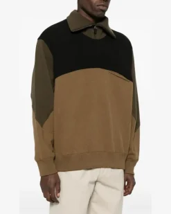 Sweatshirtjacke in Colour-Block-Optik - Braun