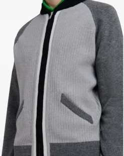 Sweatshirtjacke mit geripptem Einsatz - Grau