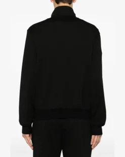 Sweatshirtjacke mit geripptem Saum - Schwarz