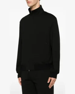 Sweatshirtjacke mit geripptem Saum - Schwarz