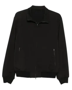 Sweatshirtjacke mit geripptem Saum - Schwarz