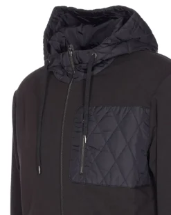 Sweatshirtjacke mit gestepptem Einsatz - Schwarz