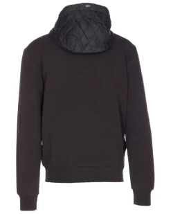 Sweatshirtjacke mit gestepptem Einsatz - Schwarz