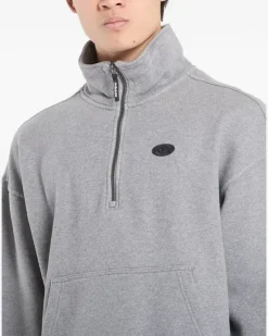 Sweatshirtjacke mit grafischem Print - Grau