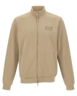 Sweatshirtjacke mit Logo-Detail - Nude