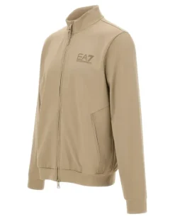 Sweatshirtjacke mit Logo-Detail - Nude
