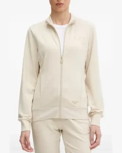 Sweatshirtjacke mit Logo - Nude