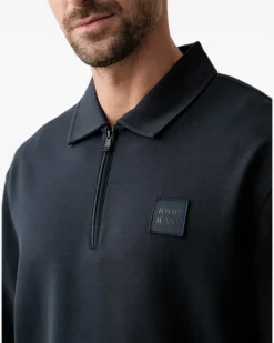 Sweatshirtjacke mit Logo-Patch - Blau