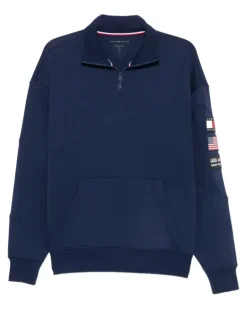 Sweatshirtjacke mit Logo-Patch - Blau