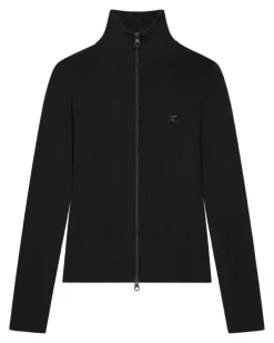 Sweatshirtjacke mit Logo-Patch - Schwarz