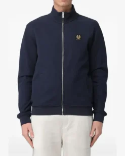 Sweatshirtjacke mit Logo-Patch - Blau