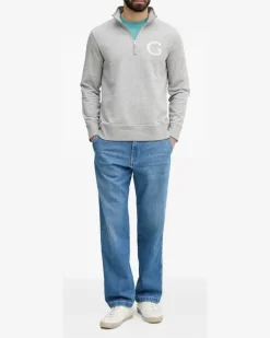 Sweatshirtjacke mit Logo-Patch - Grau