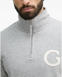 Sweatshirtjacke mit Logo-Patch - Grau