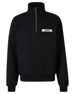 Sweatshirtjacke mit Logo-Patch - Schwarz