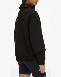 Sweatshirtjacke mit Logo-Print - Schwarz