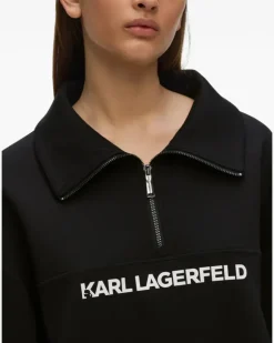 Sweatshirtjacke mit Logo-Print - Schwarz
