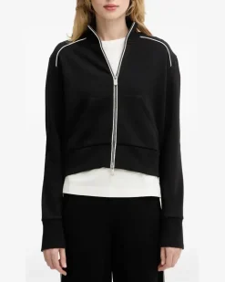Sweatshirtjacke mit Logo-Stickerei - Schwarz