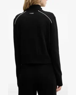 Sweatshirtjacke mit Logo-Stickerei - Schwarz