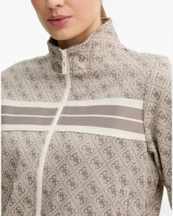Sweatshirtjacke mit Monogramm-Print - Nude