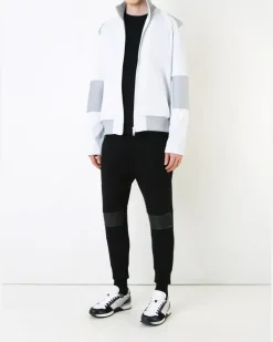Sweatshirtjacke mit Ärmel-Logo - Weiß