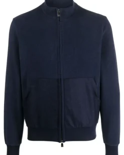 Sweatshirtjacke mit Stehkragen - Blau