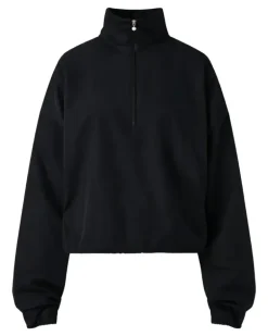 Sweatshirtjacke mit Stehkragen - Schwarz