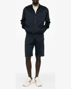 Sweatshirtjacke mit Stehkragen - Blau