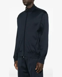 Sweatshirtjacke mit Stehkragen - Blau