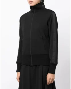 Sweatshirtjacke mit Streifendetail - Schwarz