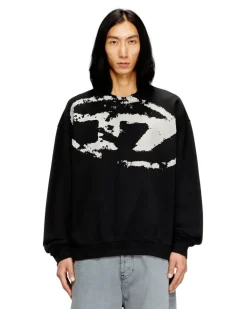Sweatshirt mit beflocktem Distressed-Logo - Sweatshirts - Herren - Schwarz