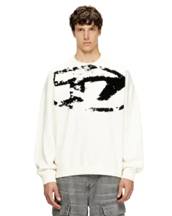 Sweatshirt mit beflocktem Distressed-Logo - Sweatshirts - Herren - Weiss