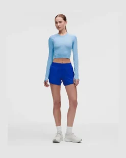 Swiftly Tech Cropped-Langarmshirt 2 für Frauen – Größe in Spandex Stripe Ocean Wave/White